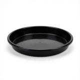 Black Growers Plant Saucer, available in various sizes, shown here as a round, shallow plastic saucer on a white background.