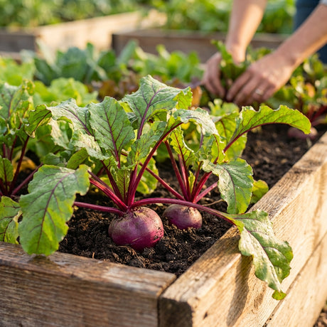 Beetroot - Early Wonder Beta vulgaris grows vigorously in raised garden beds, making it ideal for home vegetable gardens with someone easily tending to the fast-maturing beets.