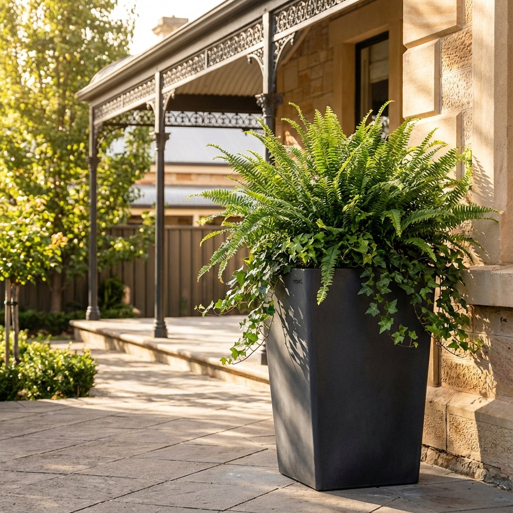 tall plants for outdoor pots australia Grey Tall Square Planter - 300mm - Various sizes available