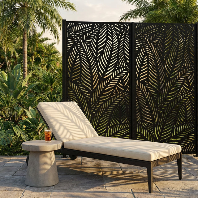Create the perfect outdoor retreat by pairing your lounge chair and table with the EDEN 1.8 x 3m Charcoal PVC Garden Screening With Capping for added style, privacy, and a lush, relaxing atmosphere.