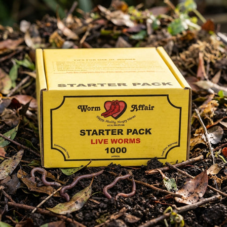 Great for starting your own worm farm, the Worm Affair Live Organic Worm Starter Pack includes live, organic composting worms—perfect to get you going!.