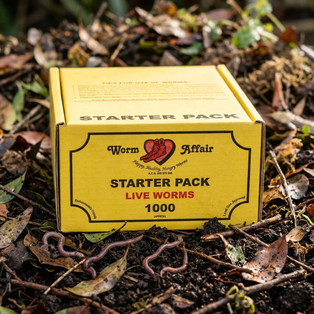 Great for starting your own worm farm, the Worm Affair Live Organic Worm Starter Pack includes live, organic composting worms—perfect to get you going!.