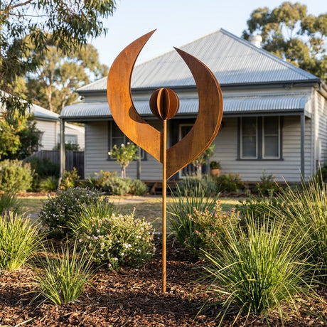 Abstract Angel Rusted Steel Garden Sculpture