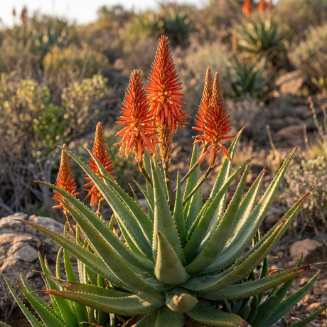 Aloe Hedgehog - Aloe humilis hybrid is a compact, drought-tolerant succulent with spiky leaves and tall orange flower clusters, ideal for dry, rocky landscapes and tough conditions.
