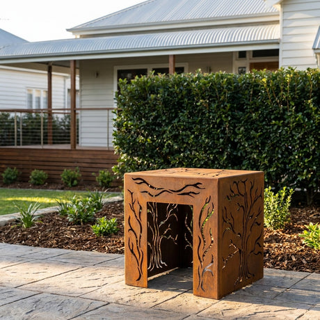 Branch Rusted Steel Garden Stool