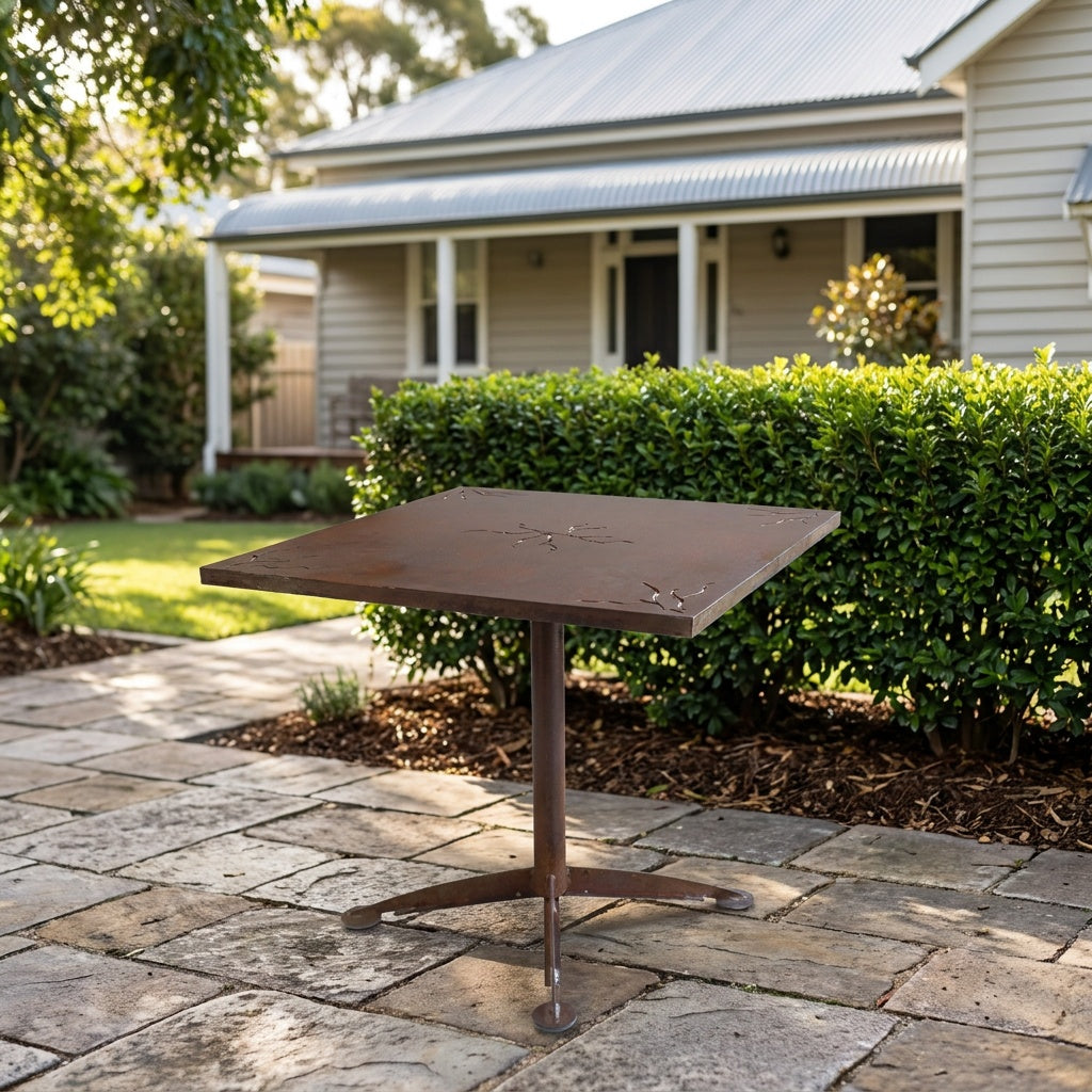 Branch Square Rusted Steel Cafe Table