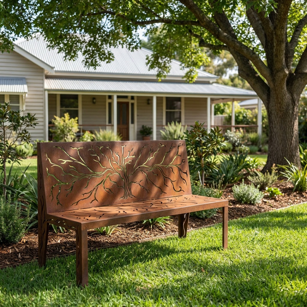 Branches Rusted Steel Park Seat