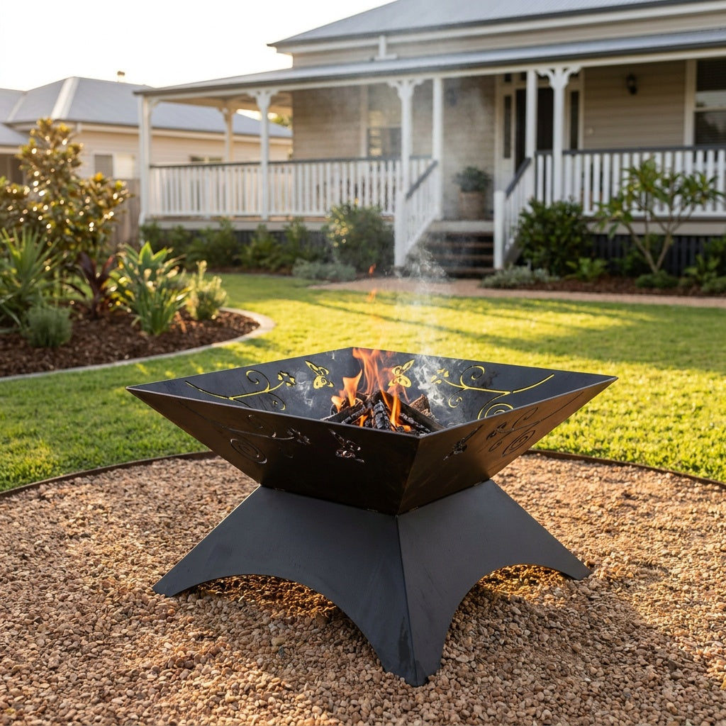 Butterfly Rusted Steel Fire Pit