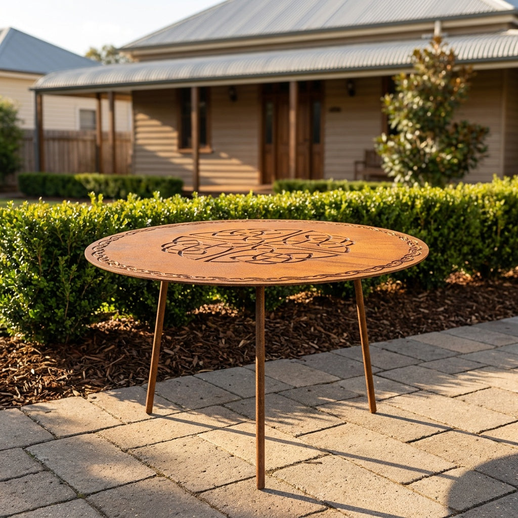 Celtic Knot Rusted Steel Garden Table