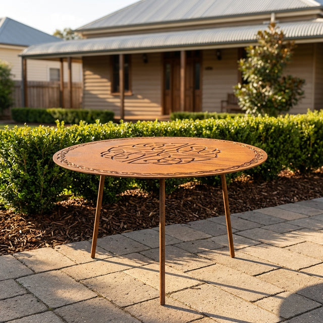 Celtic Knot Rusted Steel Garden Table