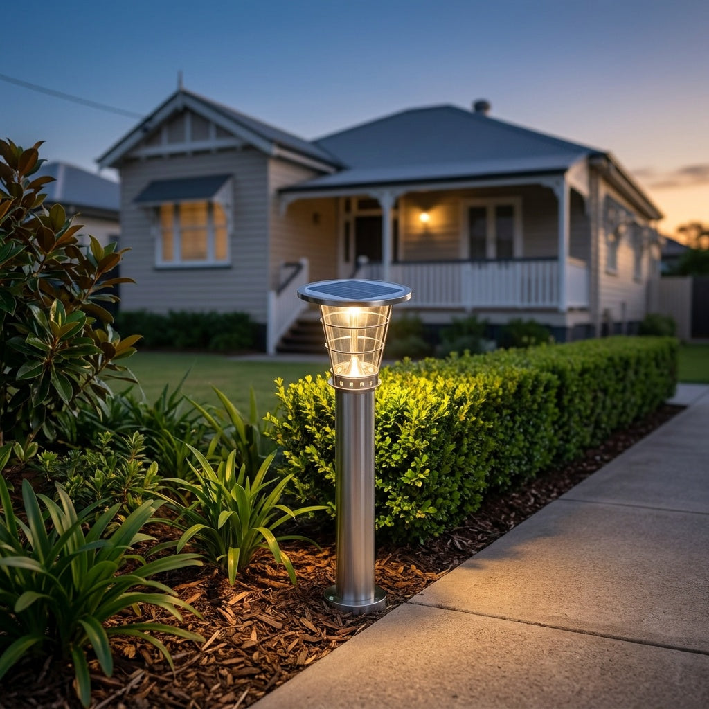 Commercial Dual Colour Solar Bollard, Stainless Steel