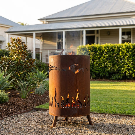 Dragon Rusted Steel Fire Brazier