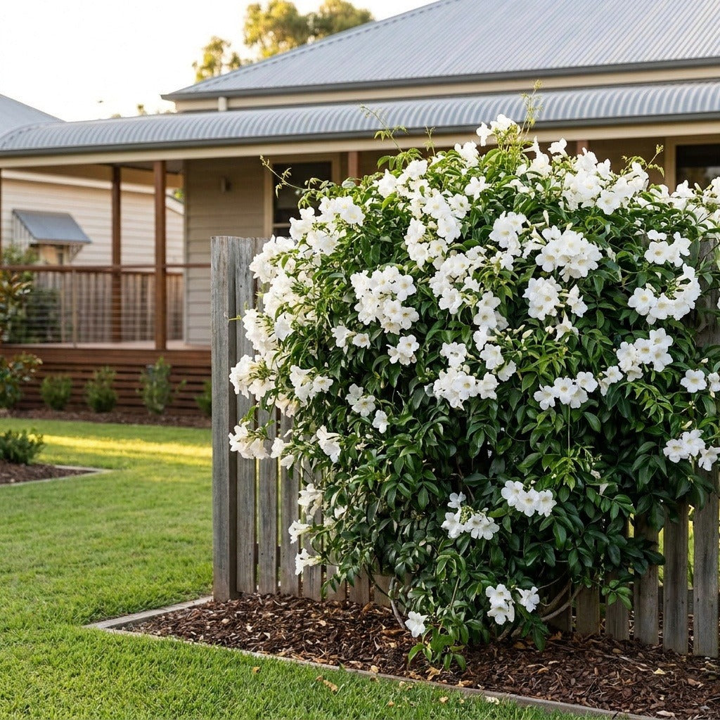 Flat White Bower Vine (Pandorea jasminoides)
