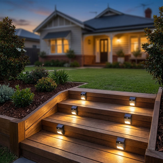 Flush Solar Step Light with Motion Sensor, Black, Warm White