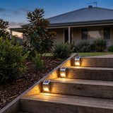 Flush Solar Step Light with Motion Sensor, Stainless Steel, Warm White