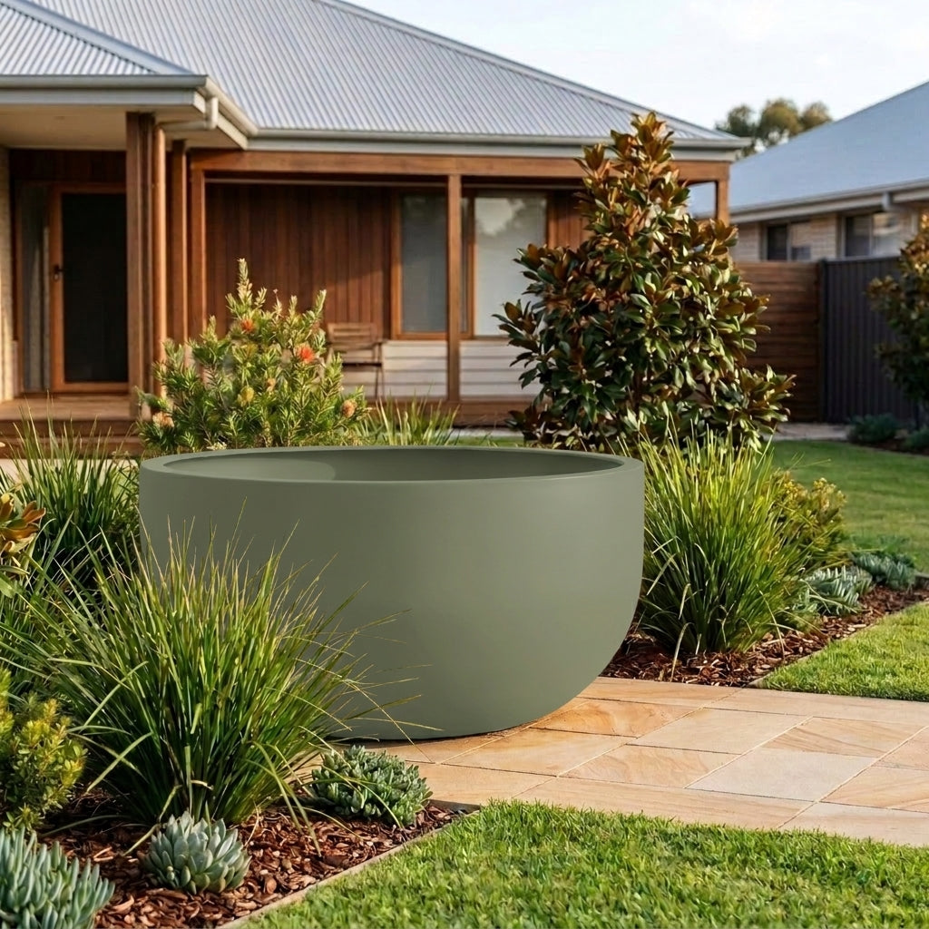 GRC Giant U Bowl - Various sizes available - Pale Eucalyptus
