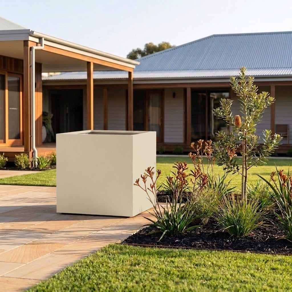 GRC Square Tree Planter - Various sizes available - Paperbark Half