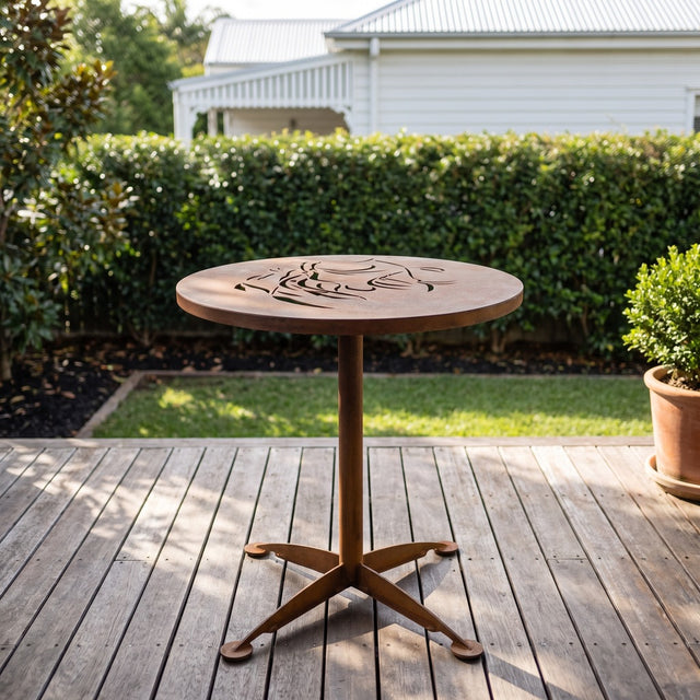 Gum Leaves Rusted Steel Cafe Table