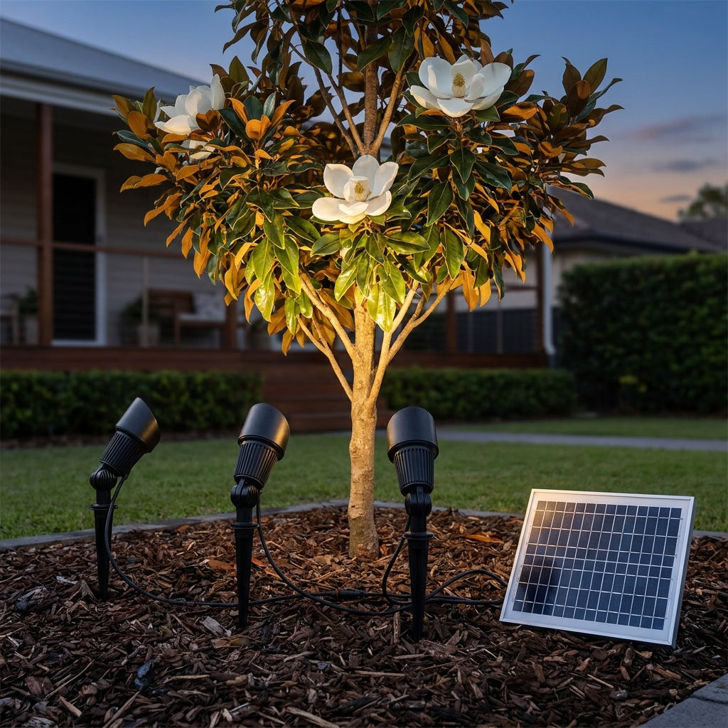 High-Output Solar Garden Spot Light Kit, 3 Lights