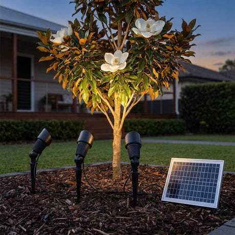 High-Output Solar Garden Spot Light Kit, 3 Lights