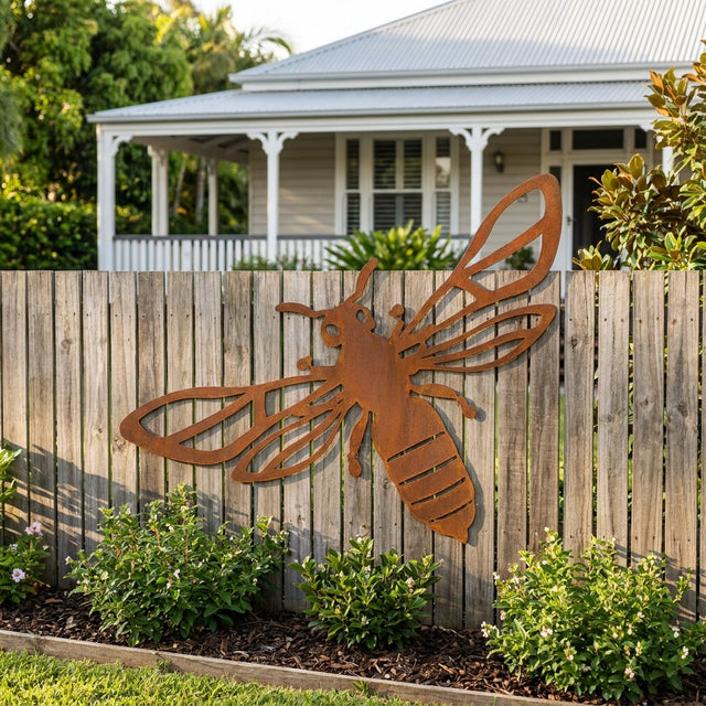 Large Bee Rusted Steel Wall Art
