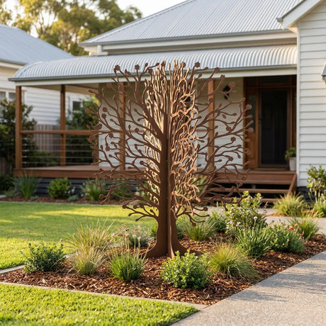 Large Spring Tree Rusted Steel Garden Sculpture