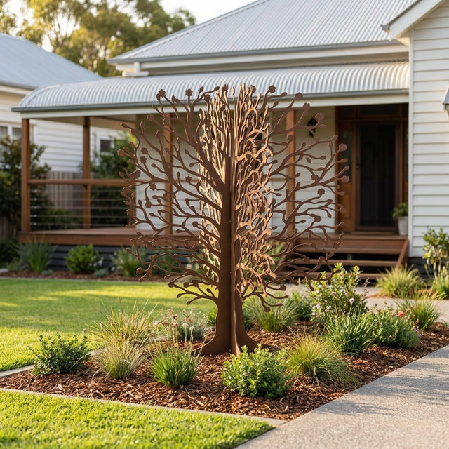Large Spring Tree Rusted Steel Garden Sculpture