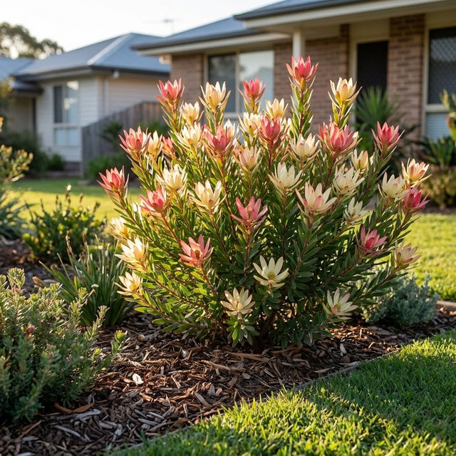 Leucadendron Strawberries and Cream - Leucadendron salignum 'Strawberries and Cream'