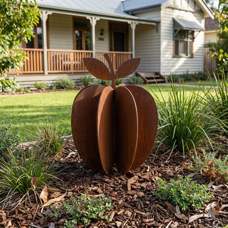 Medium Apple Rusted Steel Garden Sculpture