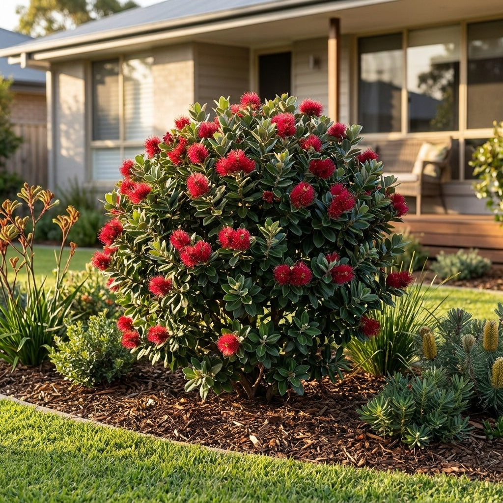 NZ Christmas Bush Velvet Sky - Metrosideros collina 'Velvet Sky'