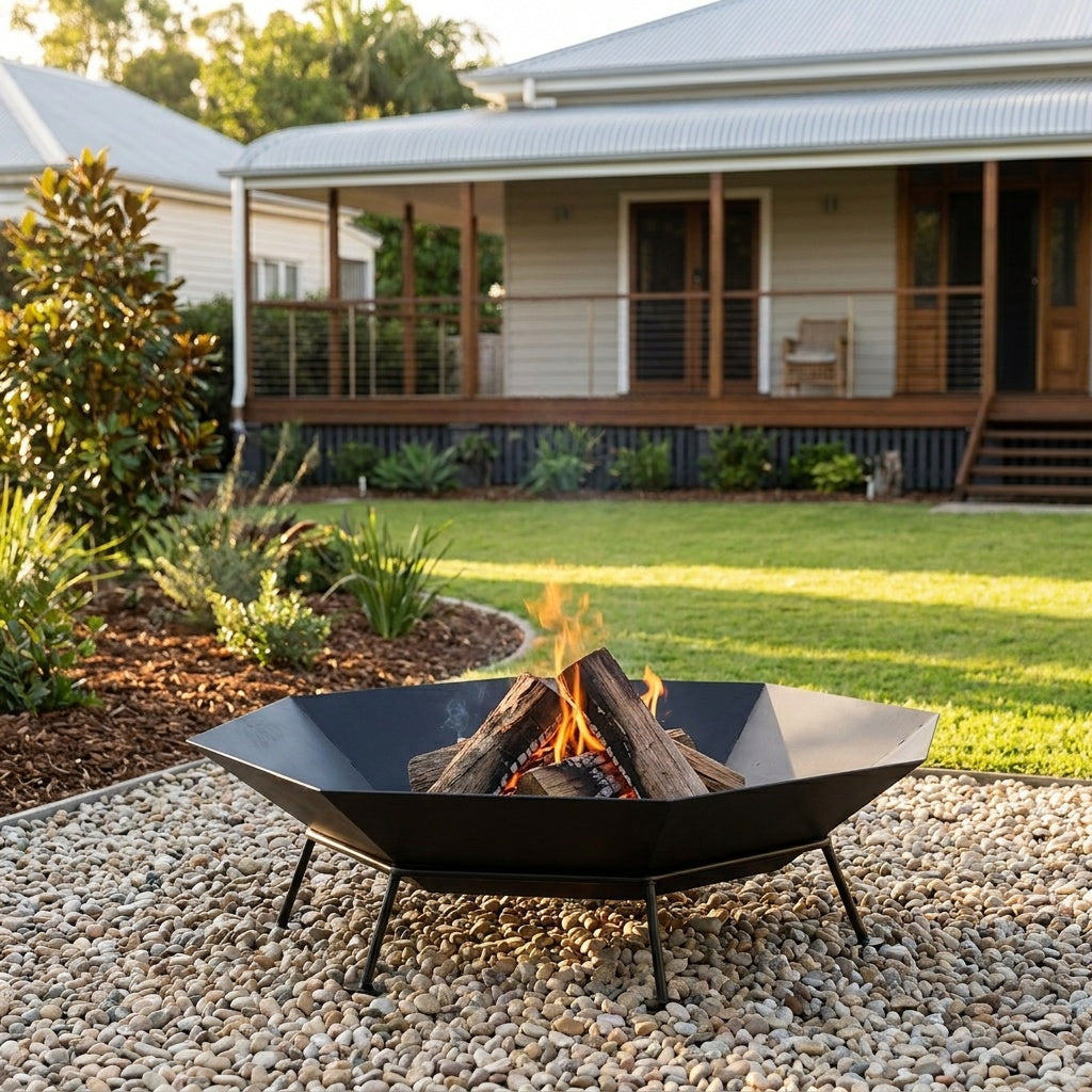 Octagonal Rusted Steel Fire Pit