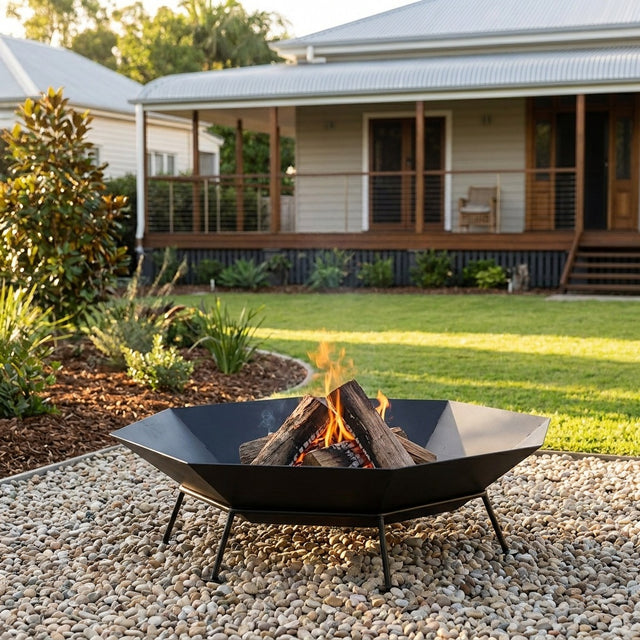 Octagonal Rusted Steel Fire Pit