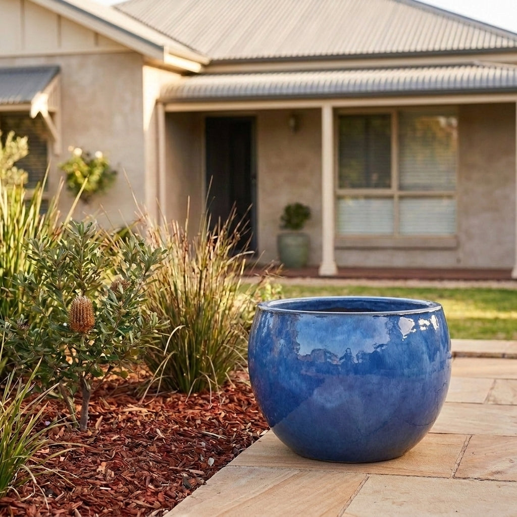 Premium Glaze Ball Planter - Various sizes available - Blue Cloud