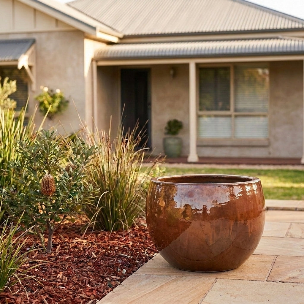 Premium Glaze Ball Planter - Various sizes available - Copper