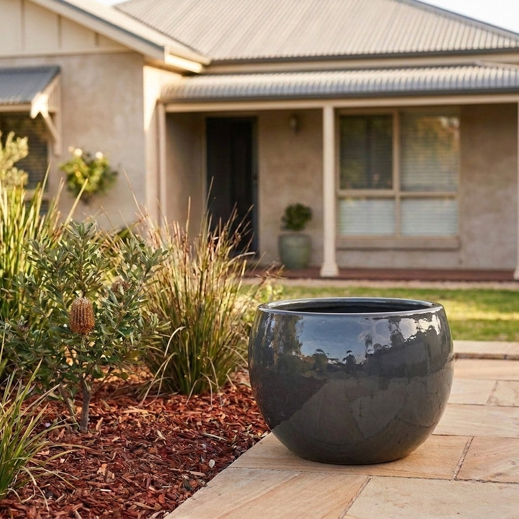 Premium Glaze Ball Planter - Various sizes available - Graphite