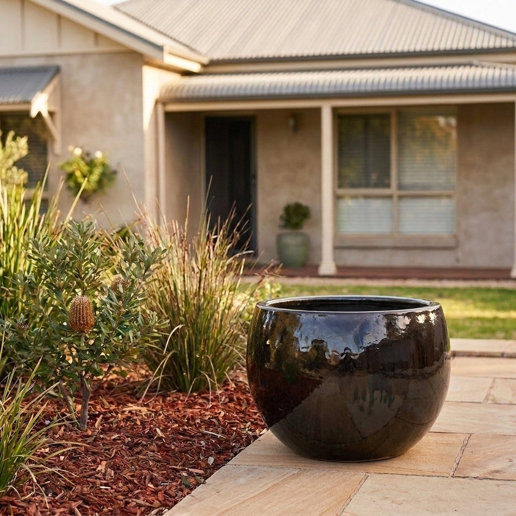 Premium Glaze Ball Planter - Various sizes available - Lava