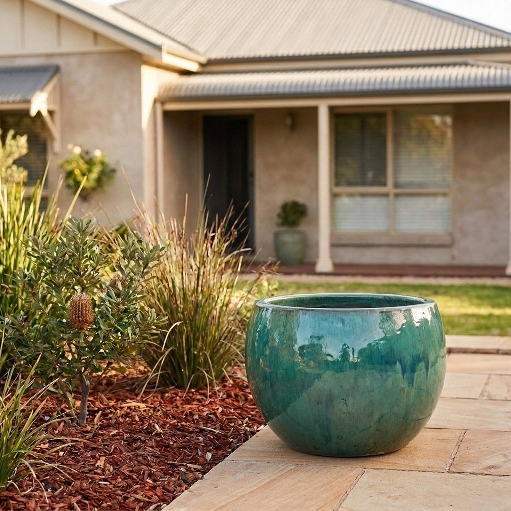 Premium Glaze Ball Planter - Various sizes available - Opal Green