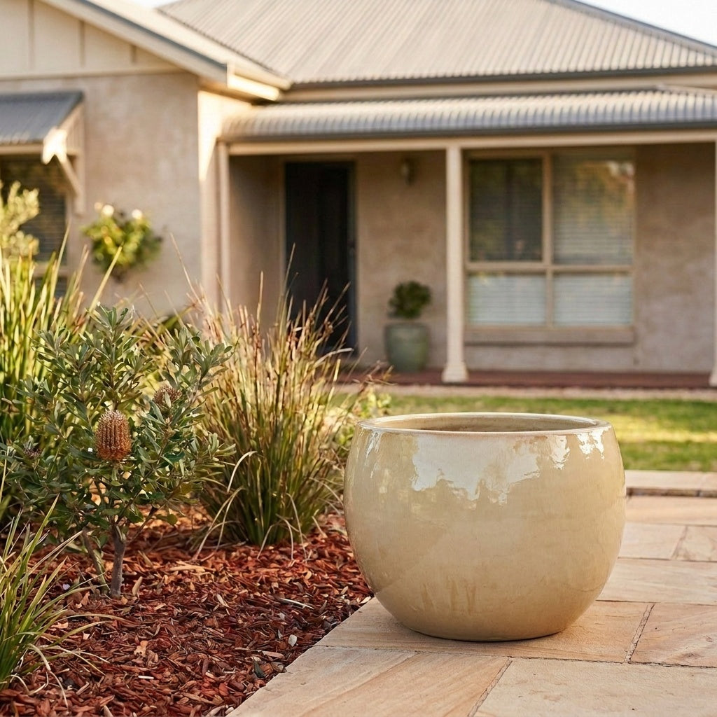 Premium Glaze Ball Planter - Various sizes available - Sand