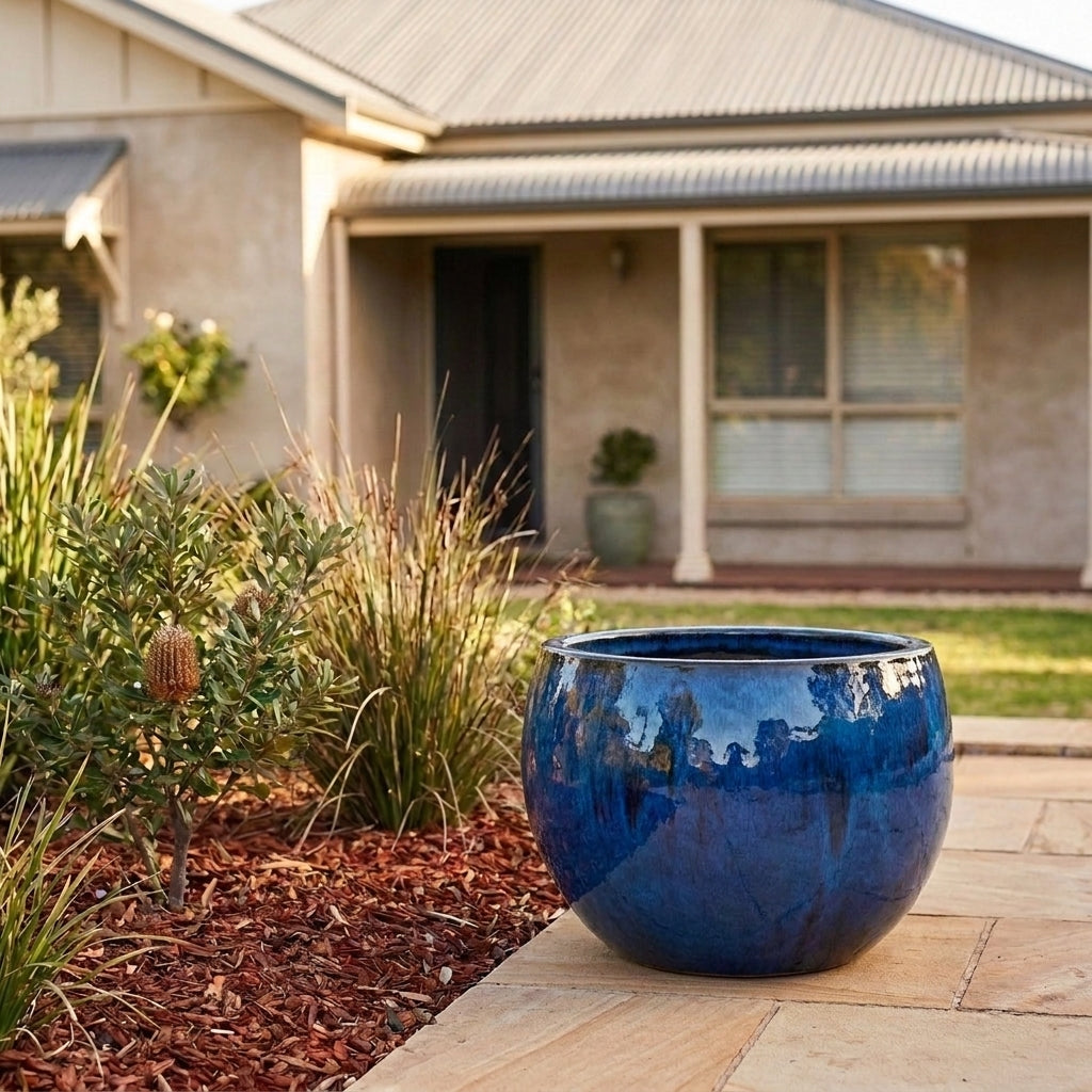 Premium Glaze Ball Planter - Various sizes available - Sapphire