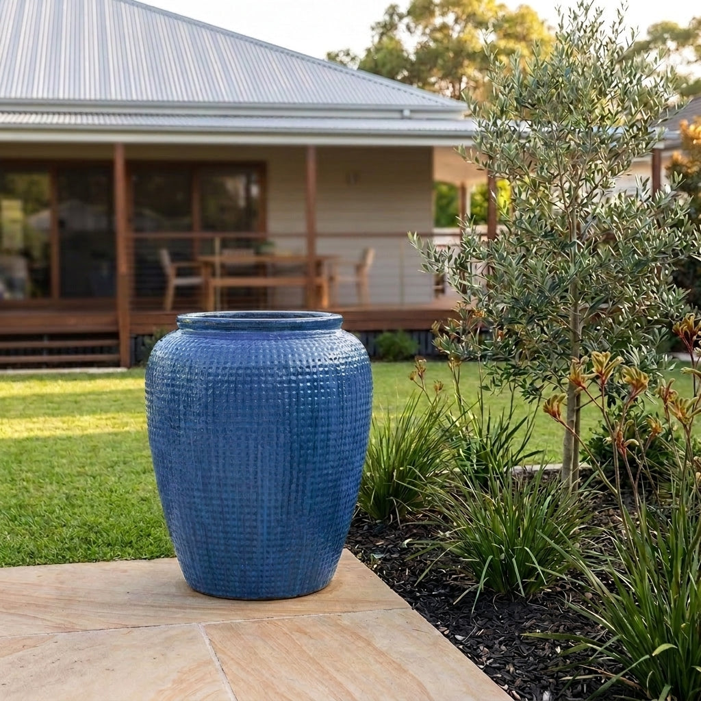 Premium Glaze Dimple Jar - 70 x 87cm - Blue Cloud