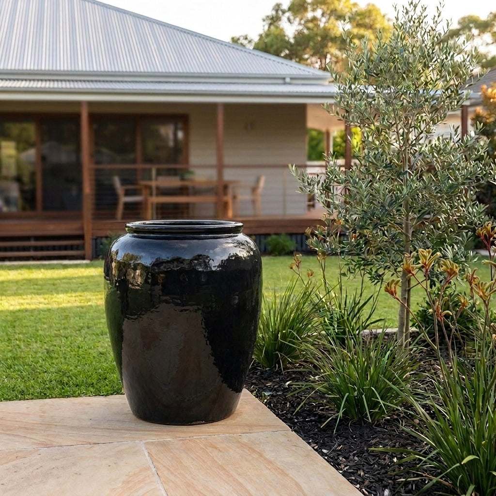 Premium Glaze Dimple Jar - 70 x 87cm - Black