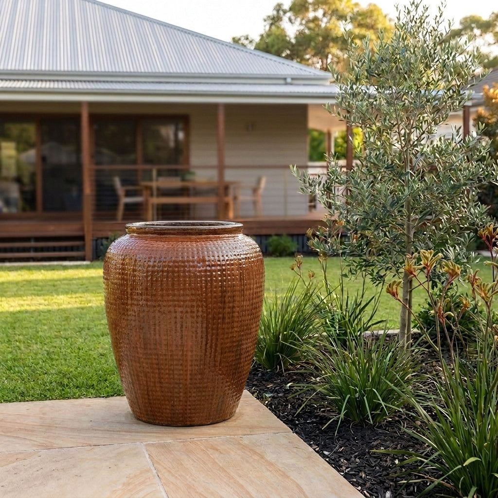 Premium Glaze Dimple Jar - 70 x 87cm - Copper