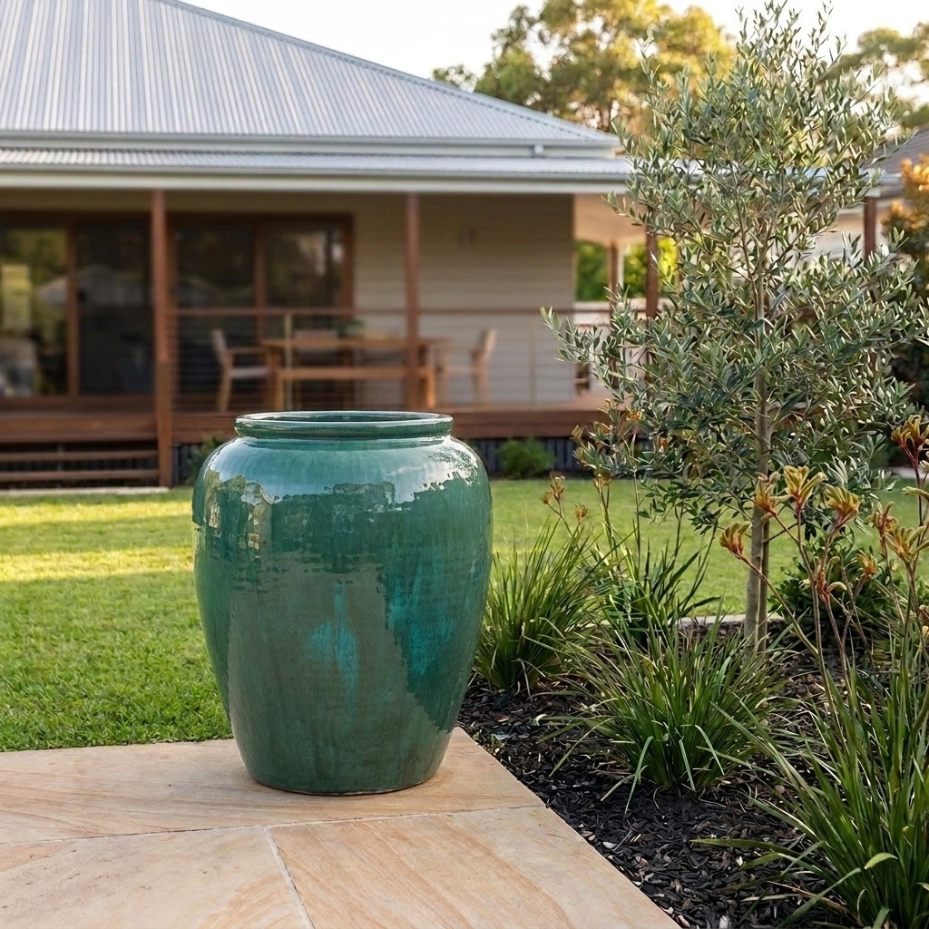 Premium Glaze Dimple Jar - 70 x 87cm - Opal Green