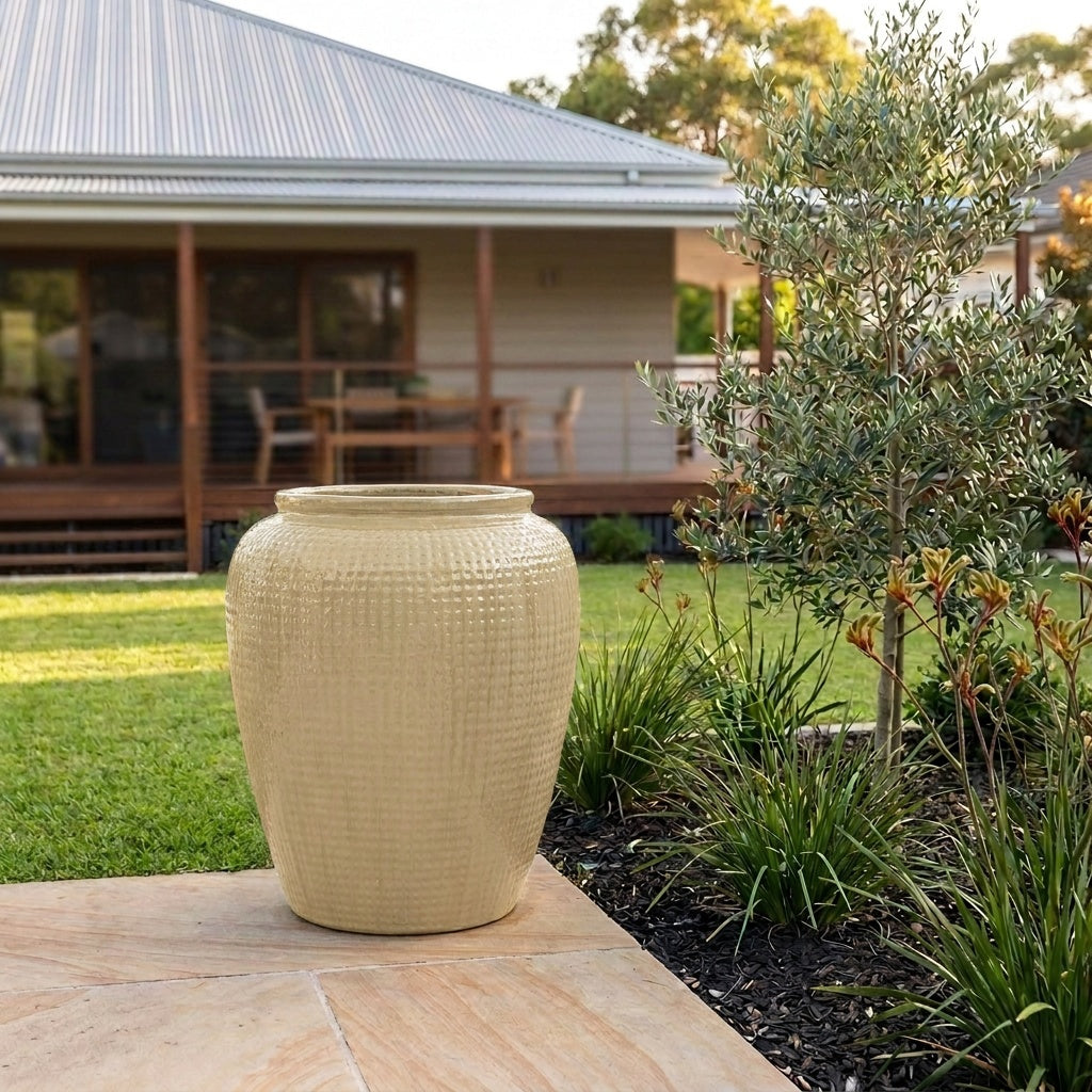 Premium Glaze Dimple Jar - 70 x 87cm - Sand