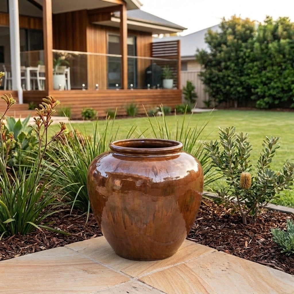Premium Glaze Parlour Pot - 38 x 35cm - Copper