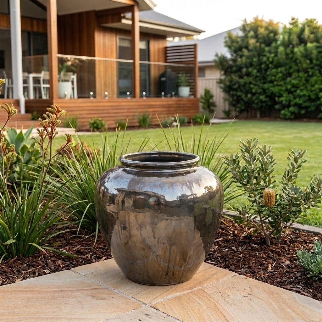 Premium Glaze Parlour Pot - 38 x 35cm - Heavy Metal
