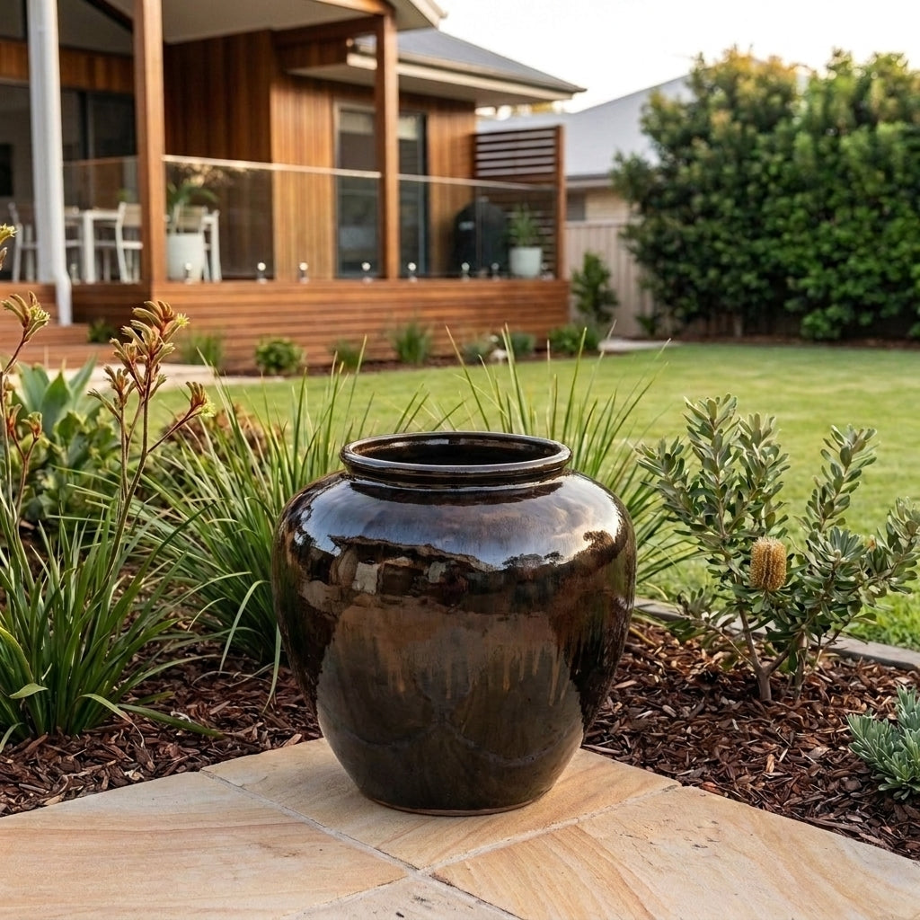 Premium Glaze Parlour Pot - 38 x 35cm - Lava