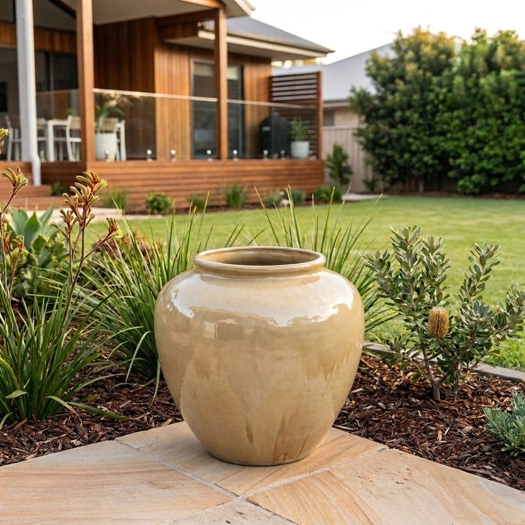 Premium Glaze Parlour Pot - 38 x 35cm - Sand