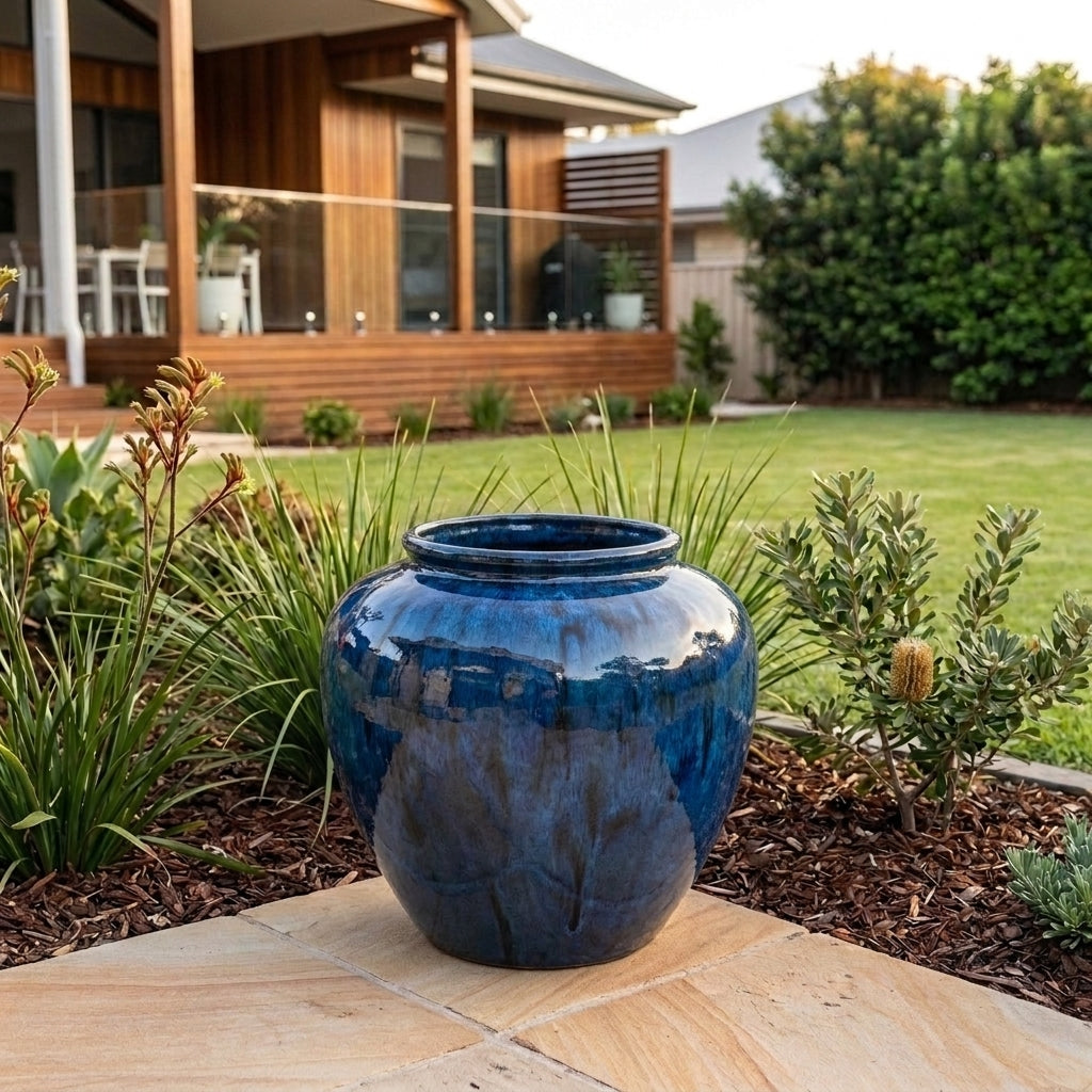 Premium Glaze Parlour Pot - 38 x 35cm - Sapphire