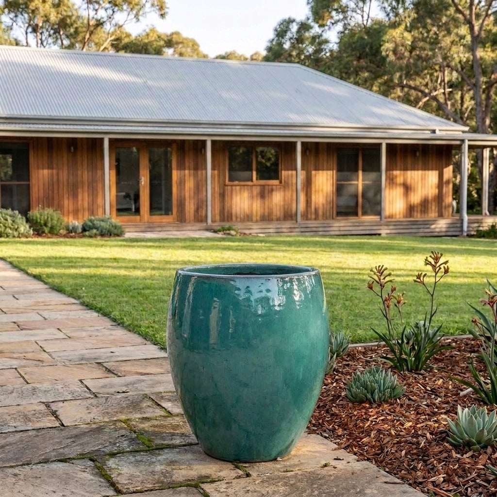 Premium Glaze Tall Egg Planter - Various sizes available - Aqua